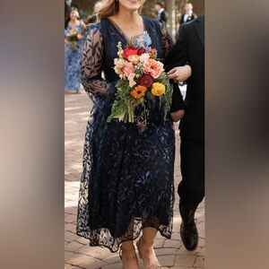 Baltic Born Odessa Sequin Embossed Dress | Dark Blue